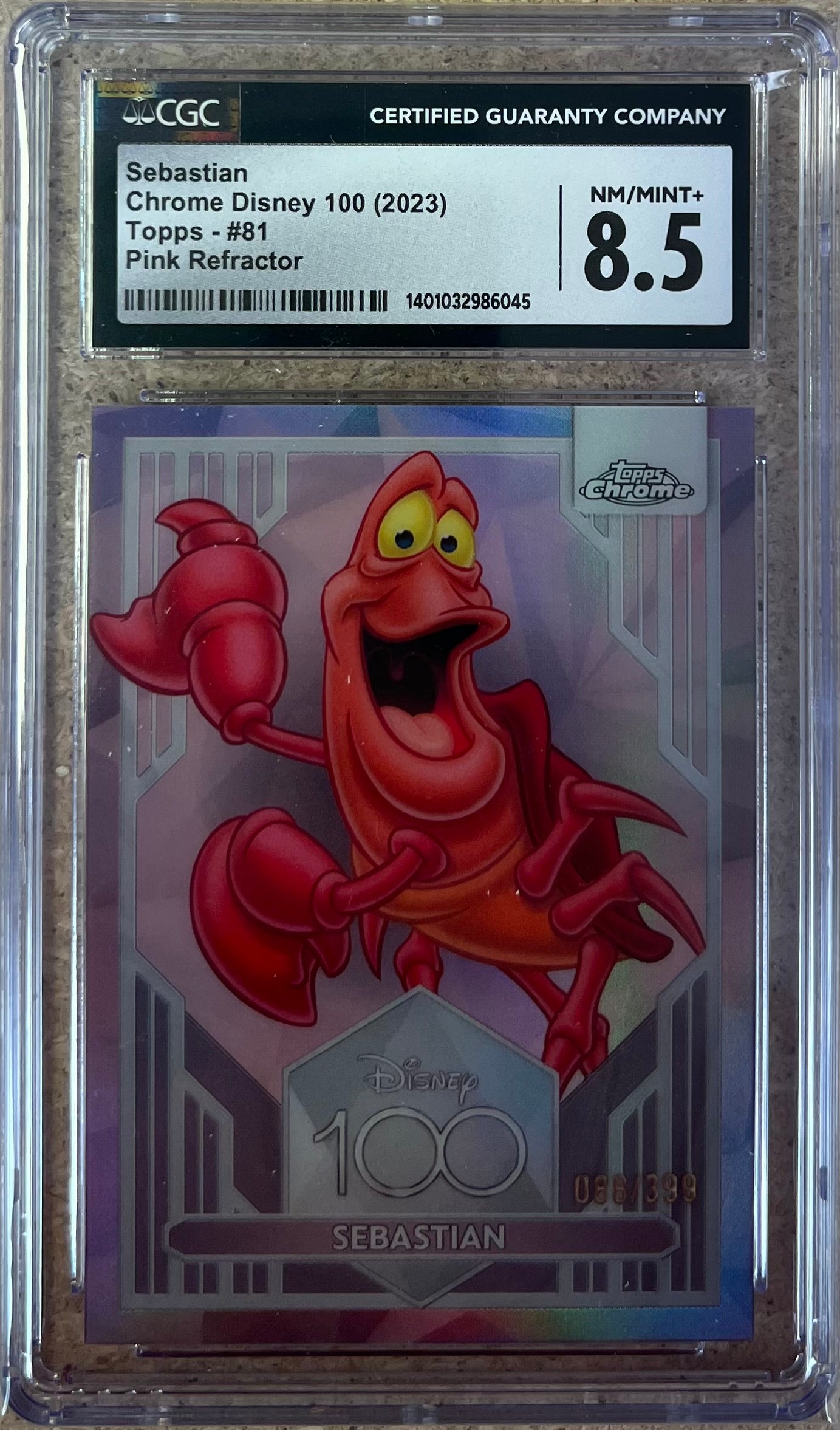 Topps Disney Sabastian Pink Refractor /399 CGC 8.5