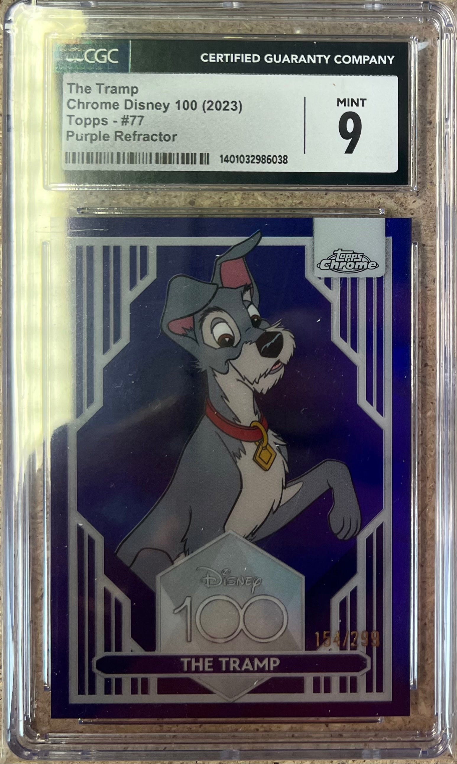 Topps Disney The Tramp Purple Refractor /299 CGC 9