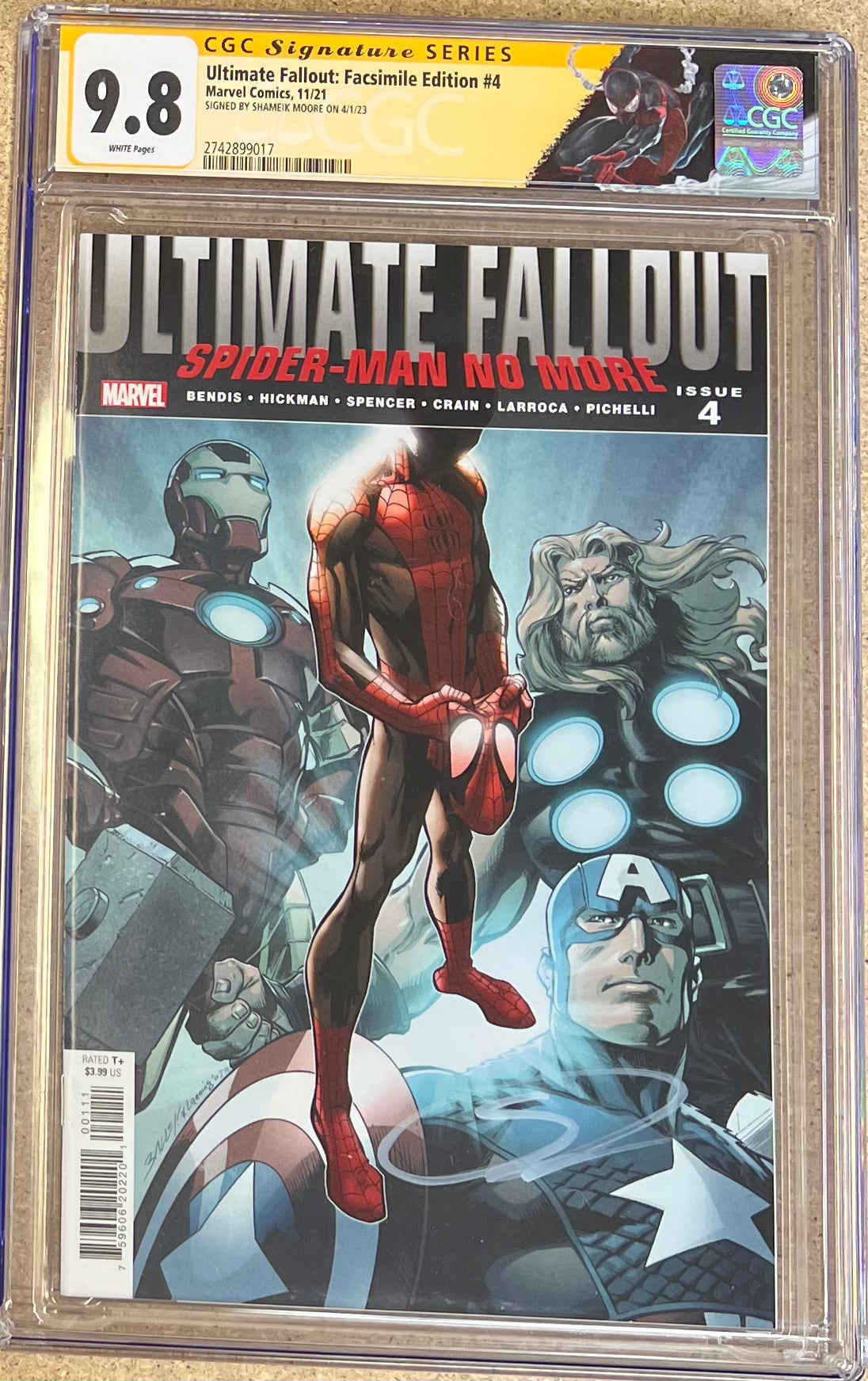 Ultimate Fallout: Facsimile Edition #4 Signed by Shameik Moore SS CGC 9.8 - Slab City Comics 