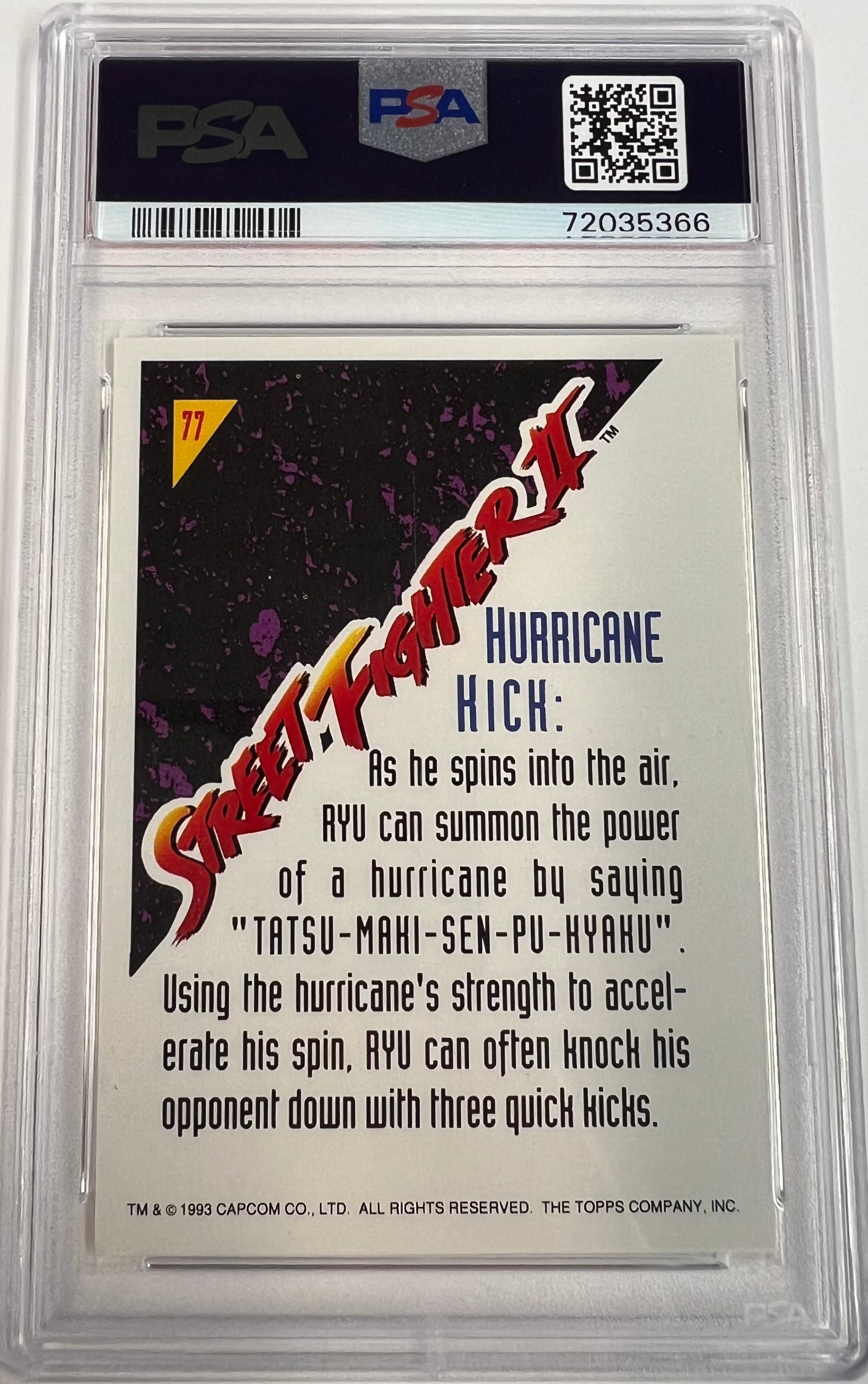 1993 Topps Hurricane Kick Street Fighter II PSA 9 - Slab City Comics 